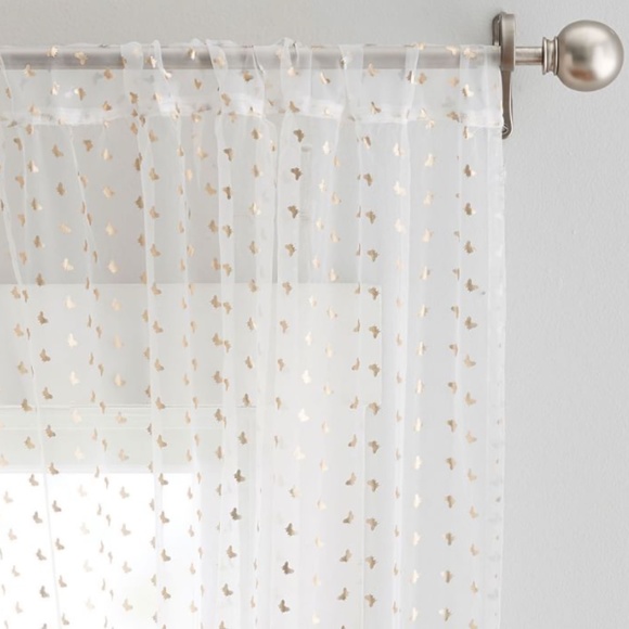 Pottery Barn Monique Lhuillier Gold Butterfly Organza Sheer (set of 2) - Picture 1 of 4